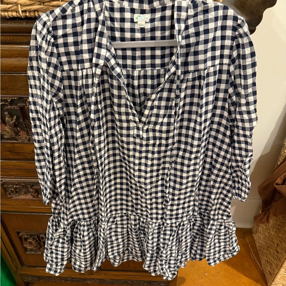 Checkered Navy and White Women's Coverup